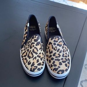Kate spade keds leopard horse hair sneaker flat slip on shoe size 8